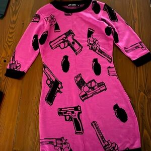 Hot pink gun sweater dress hot topic